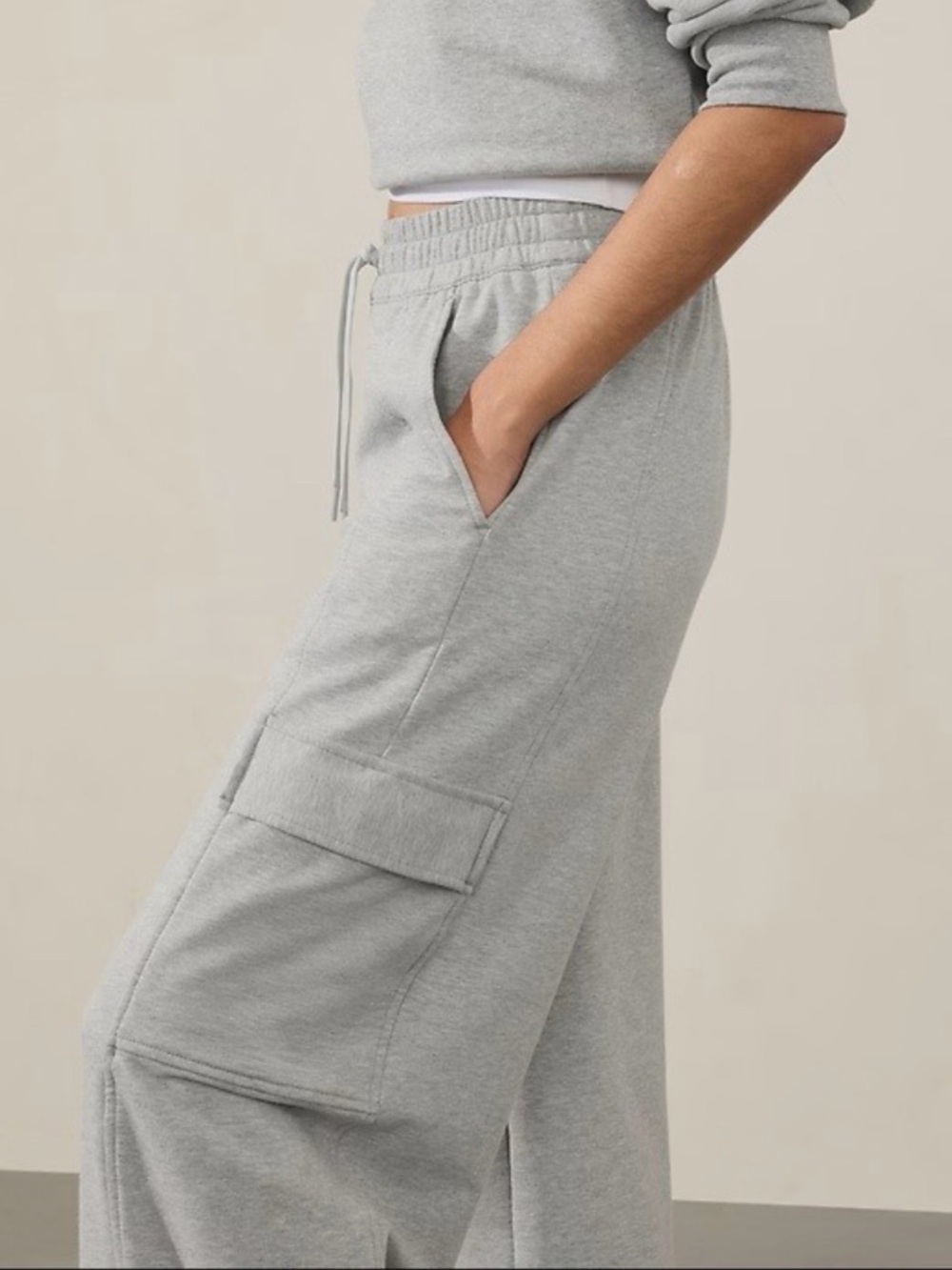 NWOT Athleta Retroterry Wide Leg Cargo Pant - Heather Grey
